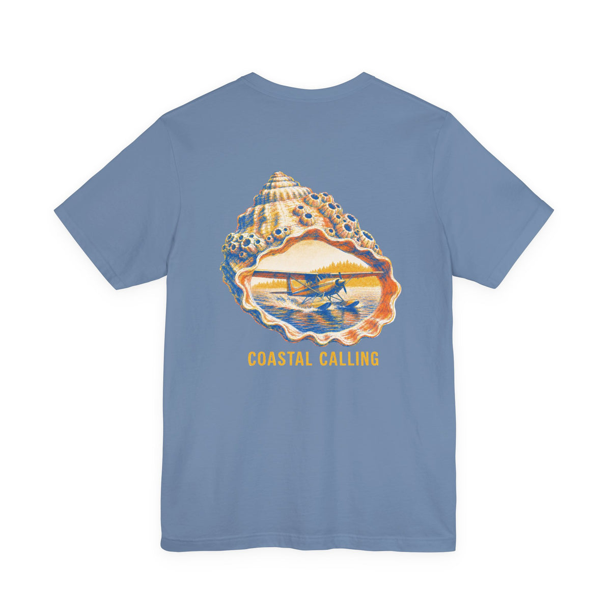 Coastal Calling - Men's Viper Tee, graphic tee, steel blue, back