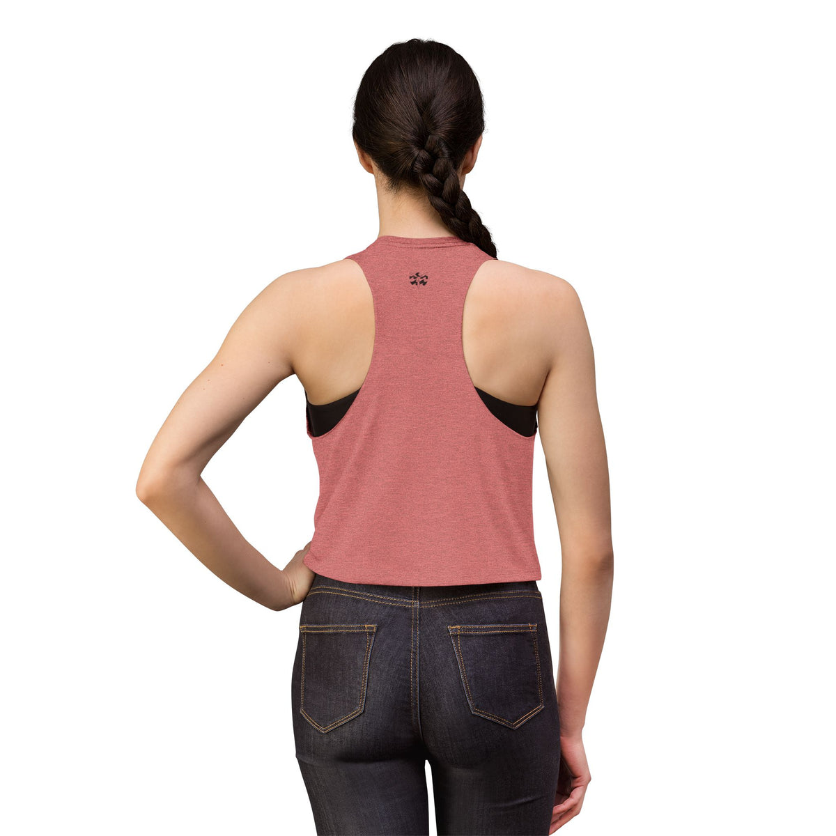W&W Groovy - Women's Jackal Cropped Tank, graphic tee, tank top, heather mauve, back, mockup