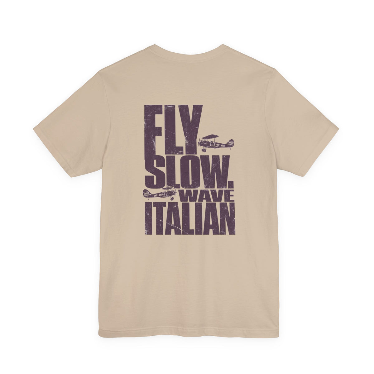 Fly Slow. Wave Italian. - Men's Viper Tee, graphic tee, tan, back