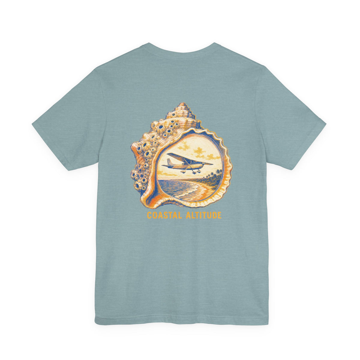 Coastal Altitude - Women's Flux Tee, graphic tee, heather blue lagoon, back