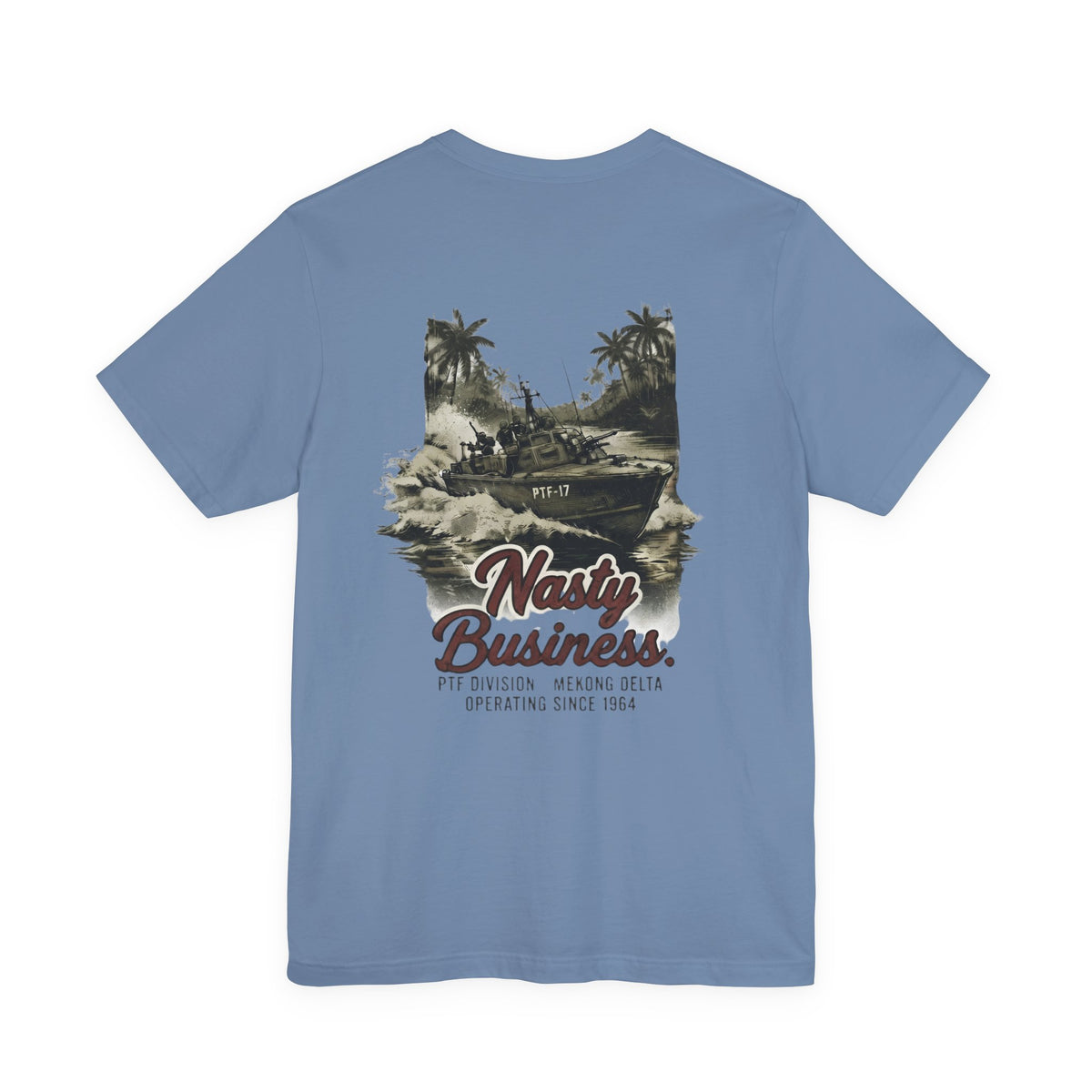 Nasty Business - Unisex Relaxed Fit Tee, graphic tee, steel blue, back