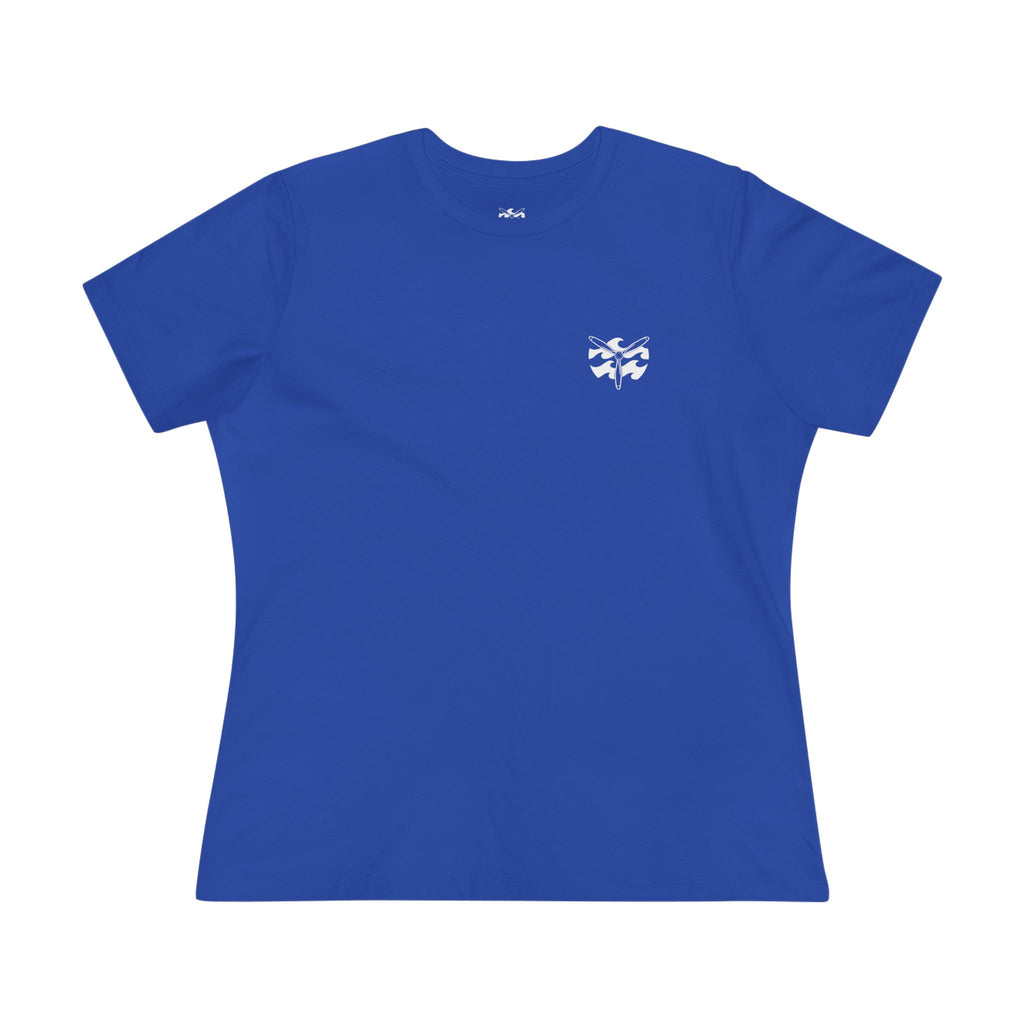Motorcycle Beachin' - Women's Raven Tee, graphic tee, true royal, front