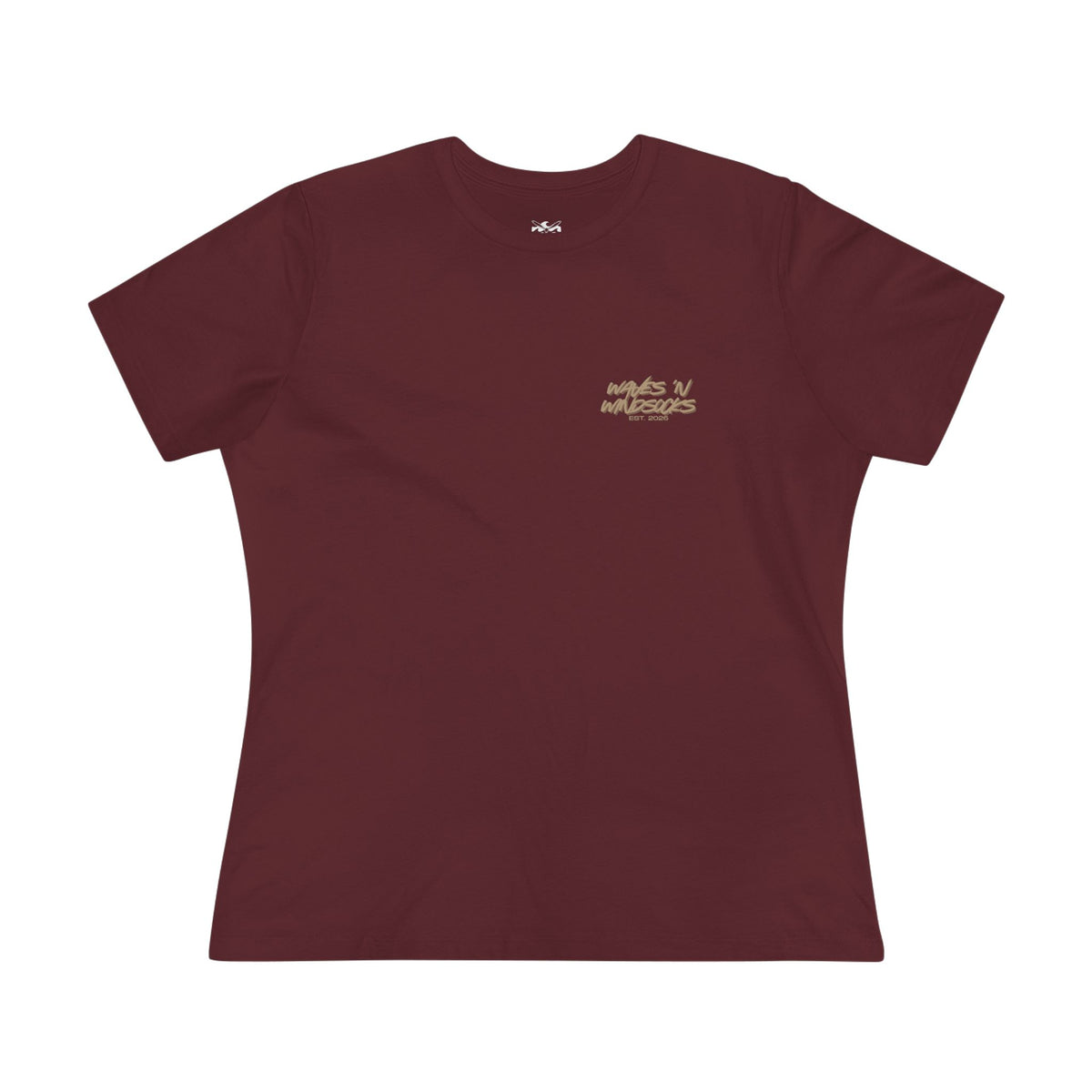 Japanese Wave - Women's Raven Tee, graphic tee, maroon, front