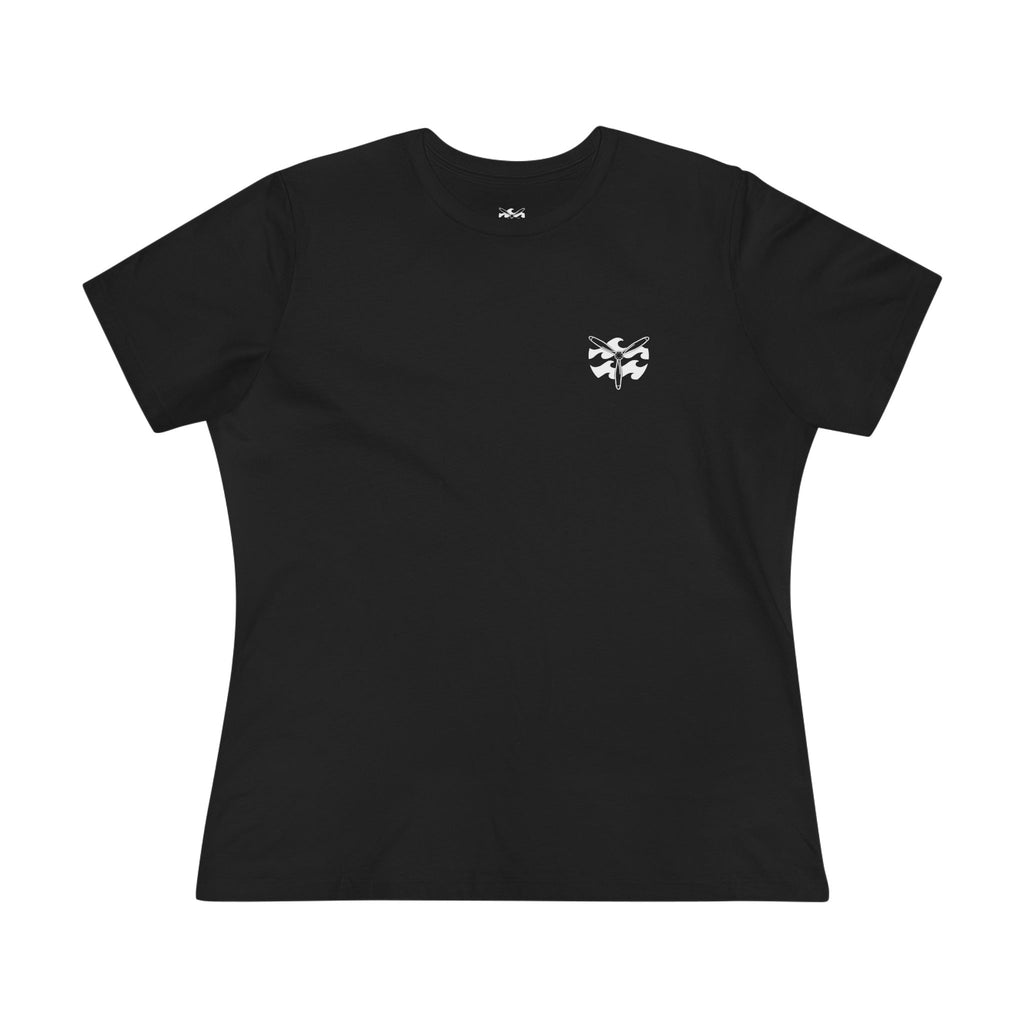 Motorcycle Beachin' - Women's Raven Tee, graphic tee, black, front