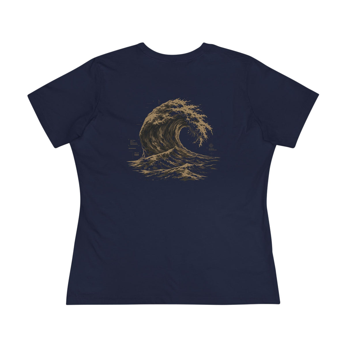Japanese Wave - Women's Raven Tee, graphic tee, navy, back