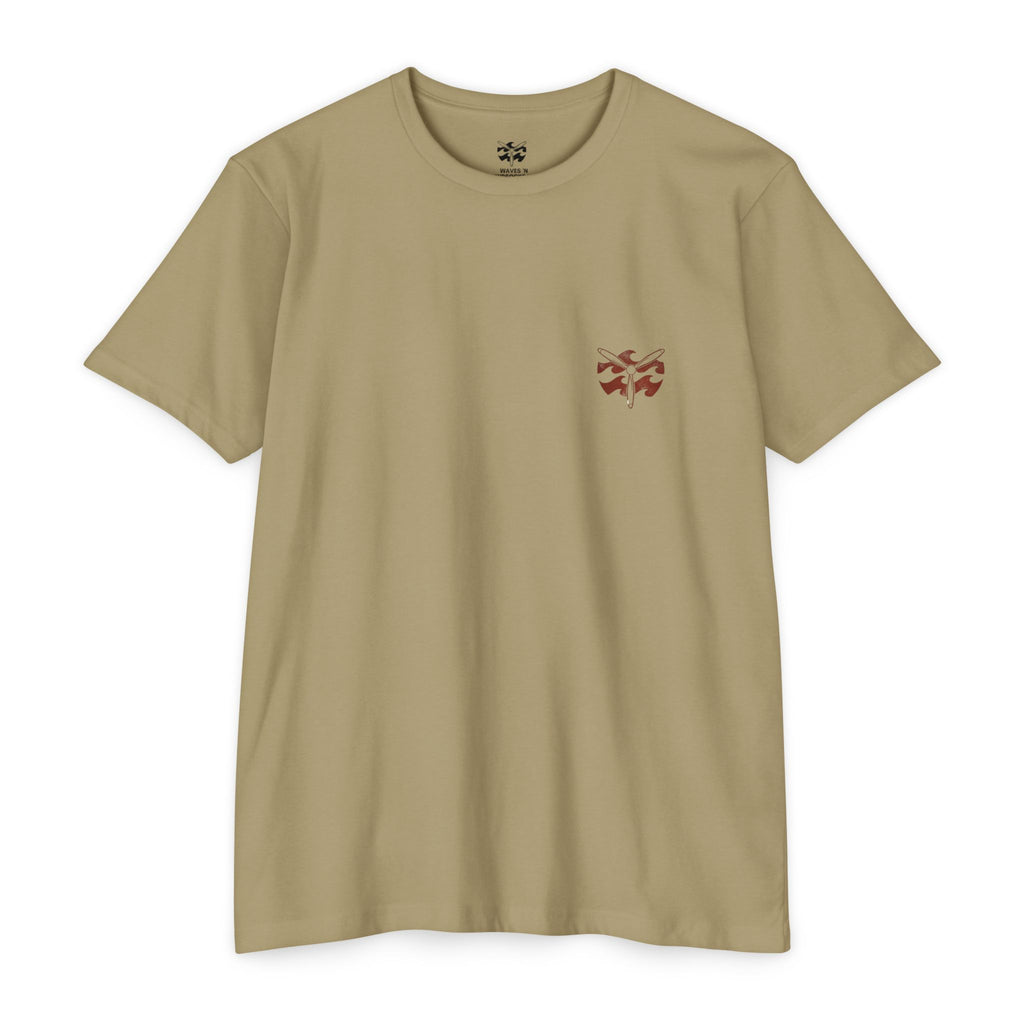 The Ramp Tramp - Men's Breach Tee, graphic tee, light olive, front