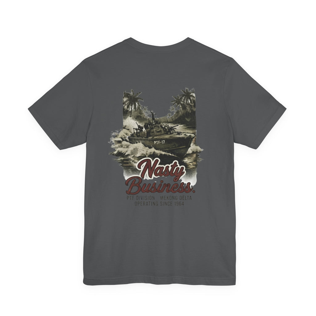 Nasty Business - Unisex Relaxed Fit Tee, graphic tee, asphalt, back