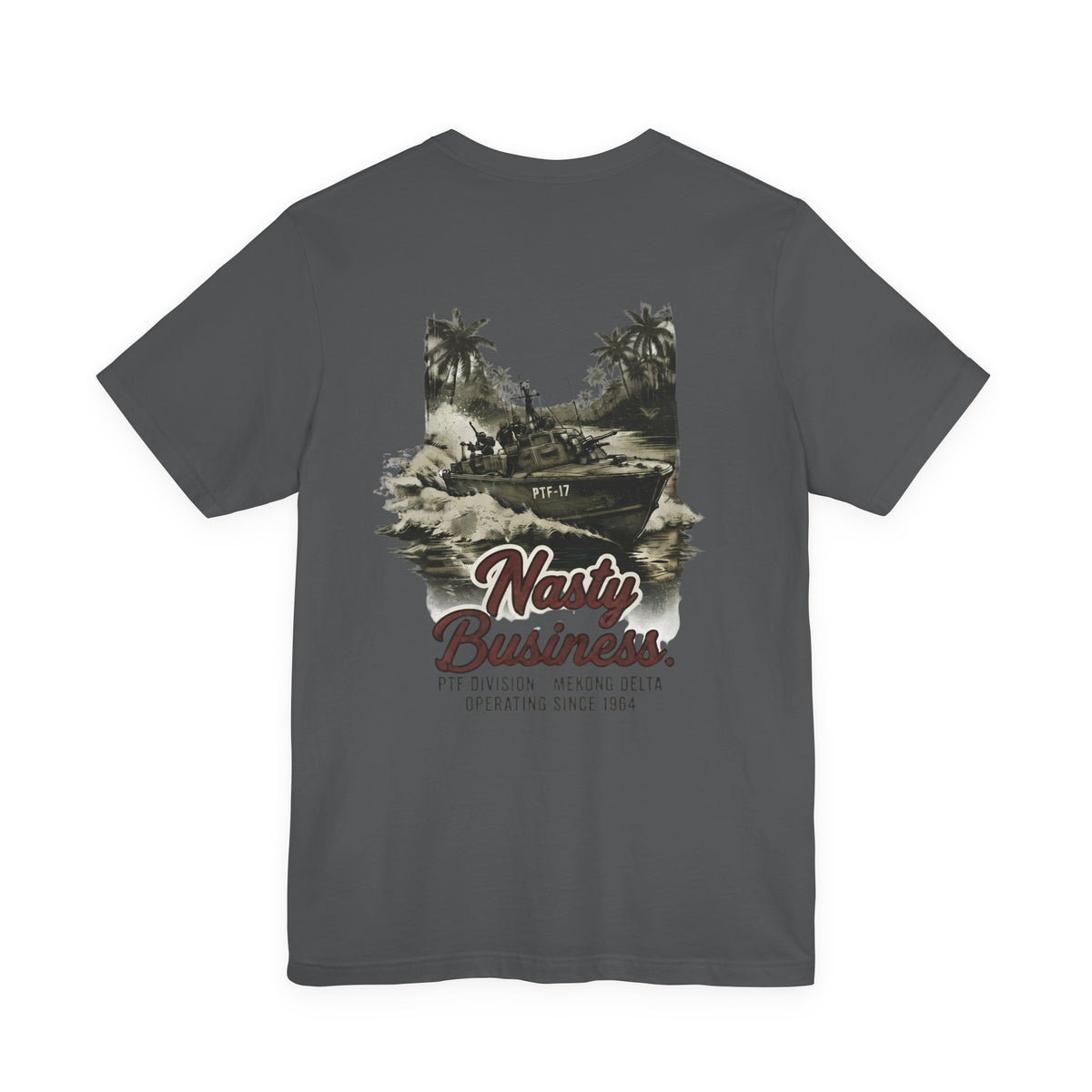 Nasty Business - Unisex Relaxed Fit Tee, graphic tee, asphalt, back