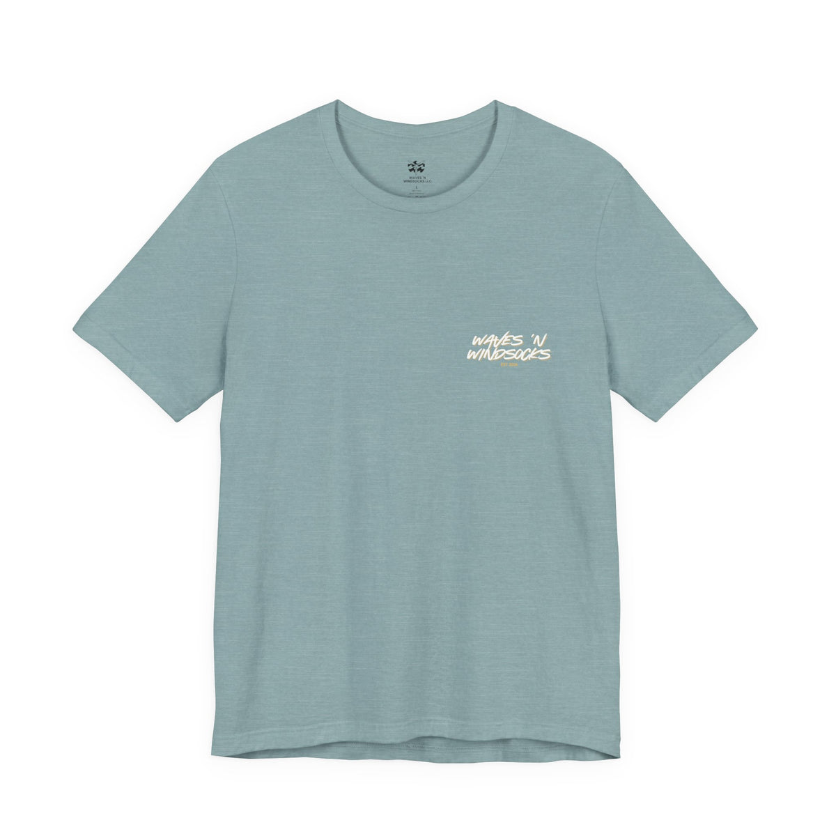 Coastal Calling - Women's Flux Tee, graphic tee, heather blue lagoon, front