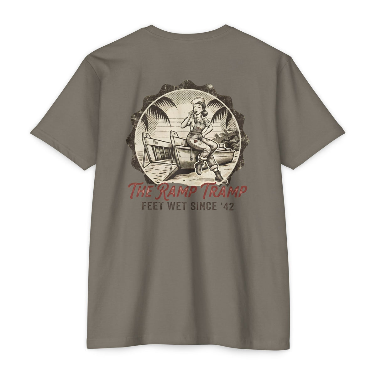 The Ramp Tramp - Men's Breach Tee, graphic tee, warm gray, back