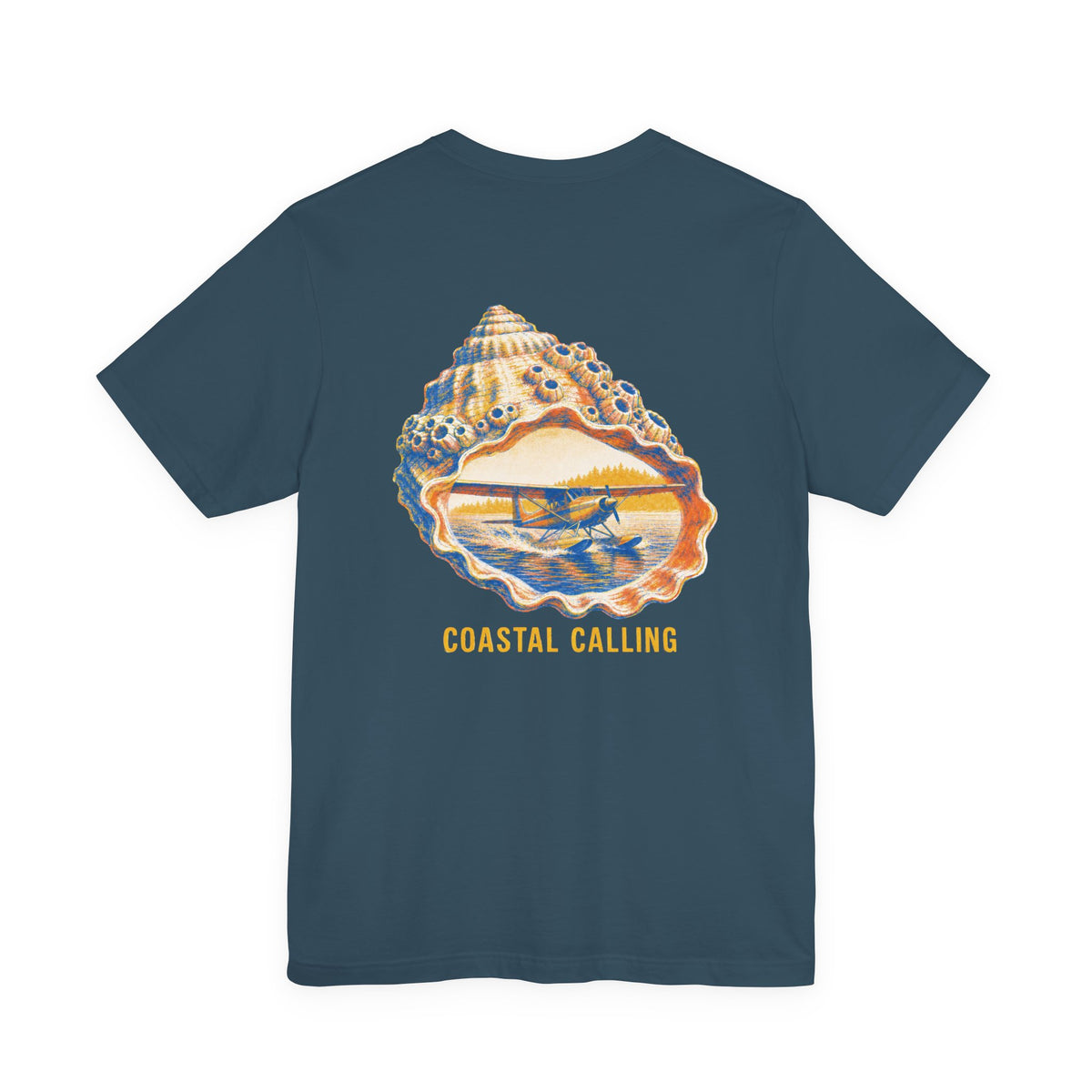 Coastal Calling - Women's Flux Tee, graphic tee, deep teal, back