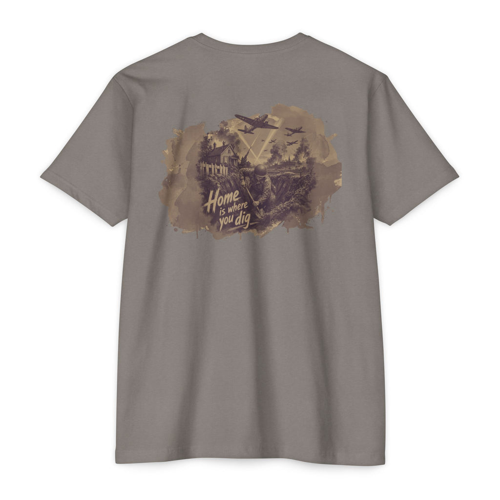 Home is where you Dig- Men's Breach Tee, graphic tee, stone gray, back