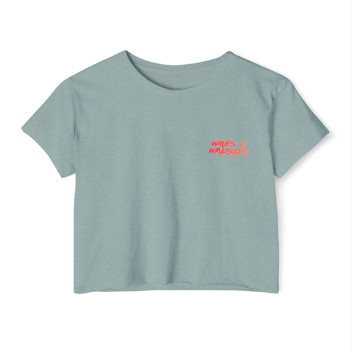 Beachbound Aviator - Women's Wisp Ultra-Lightweight Crop Top, graphic tee, cropped, stonewash green, front