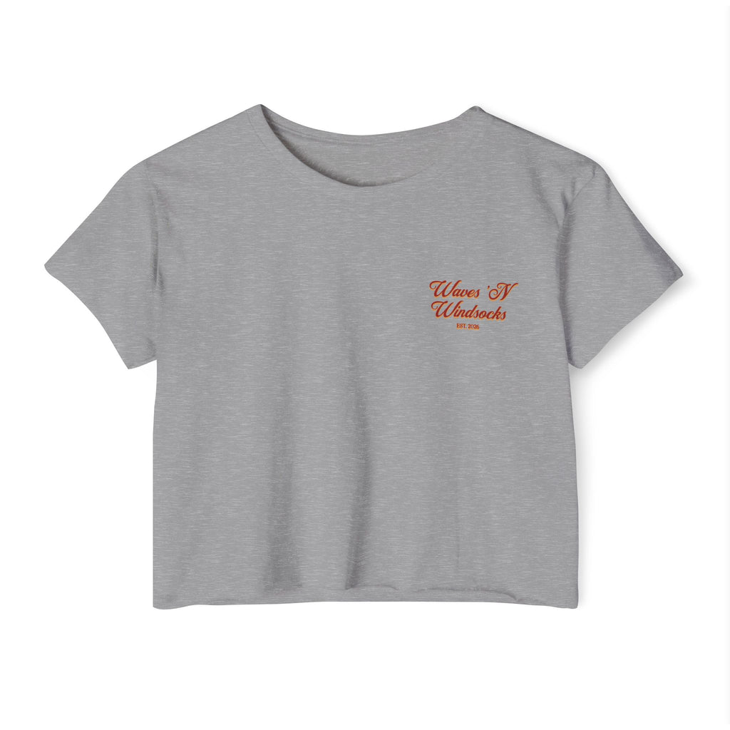 Mors Certa, Hora Incerta - Women's Wisp Ultra-Lightweight Crop Top, graphic tee, cropped, heather grey, front