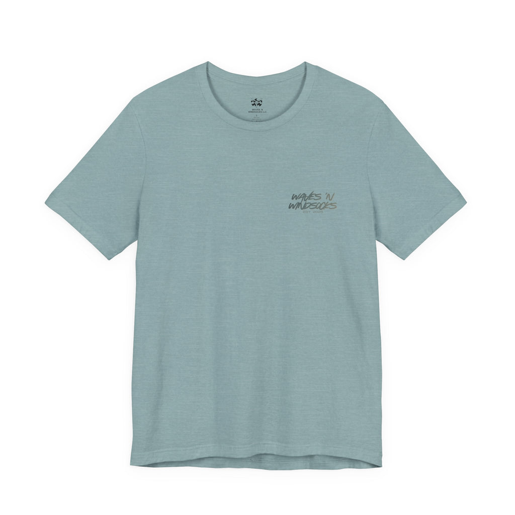 Paradak Resupply Co. - Women's Flux Tee, graphic tee, heather blue lagoon, front