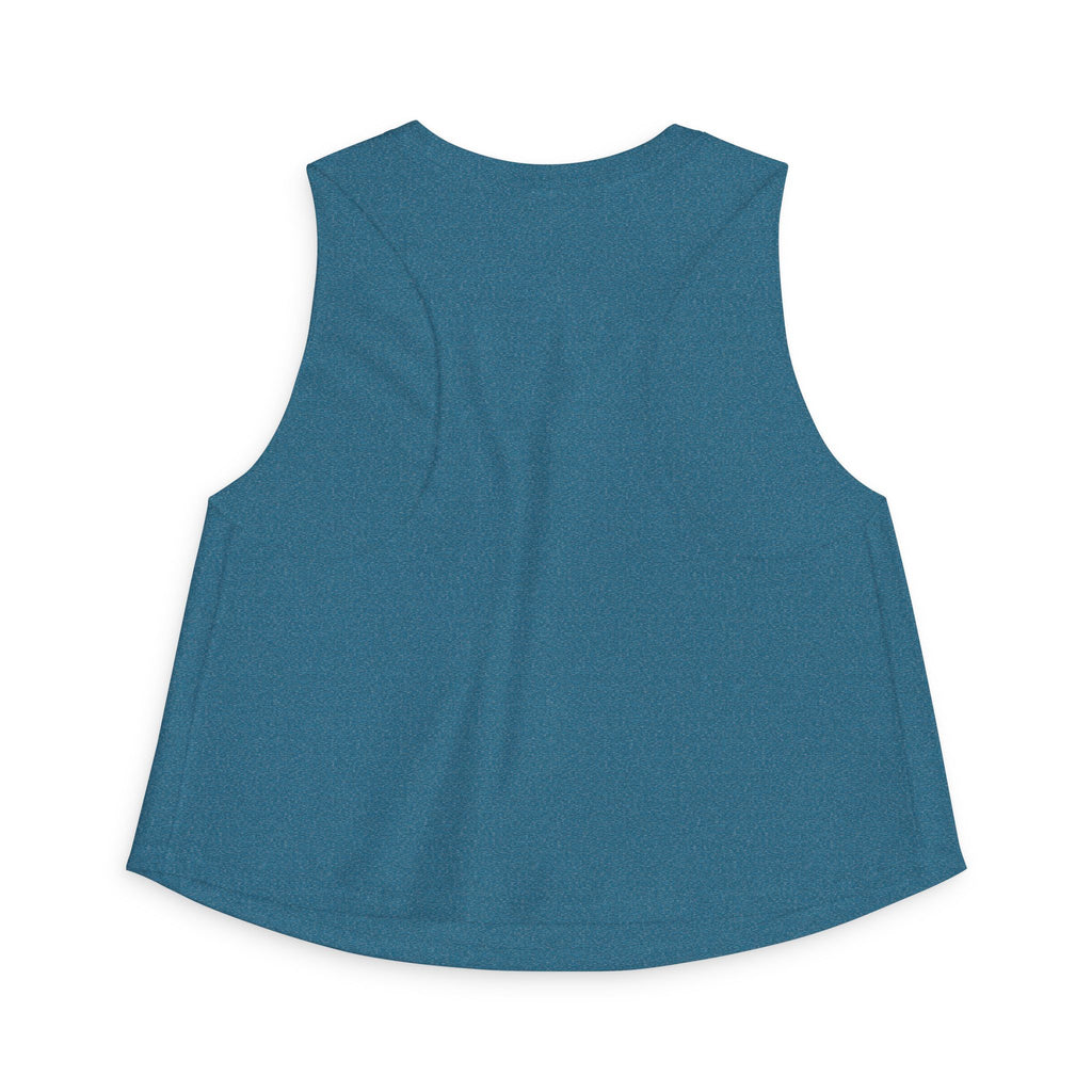 W&W Splatter - Women's Jackal Cropped Tank, graphic tank top, cropped, heather deep teal, back
