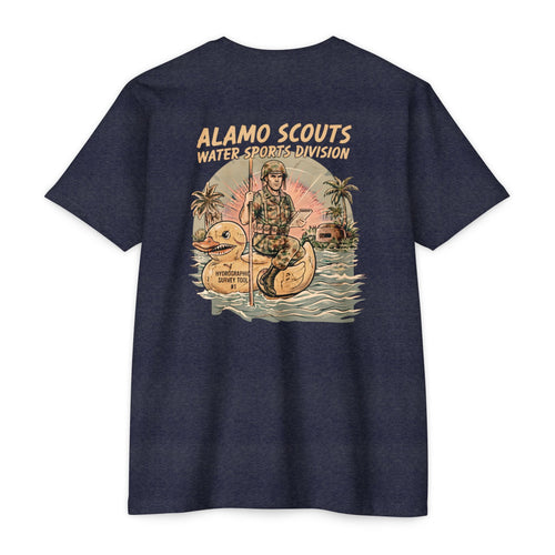 Alamo Scouts Water Sports Division - Men's Breach Tee, graphic tee, midnight navy, back
