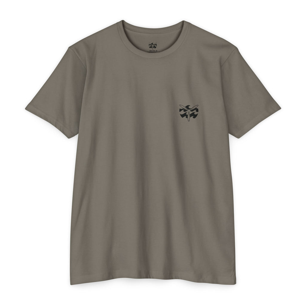 Motorcycle Beachin' - Men's Breach Tee, graphic tee, warm gray, front