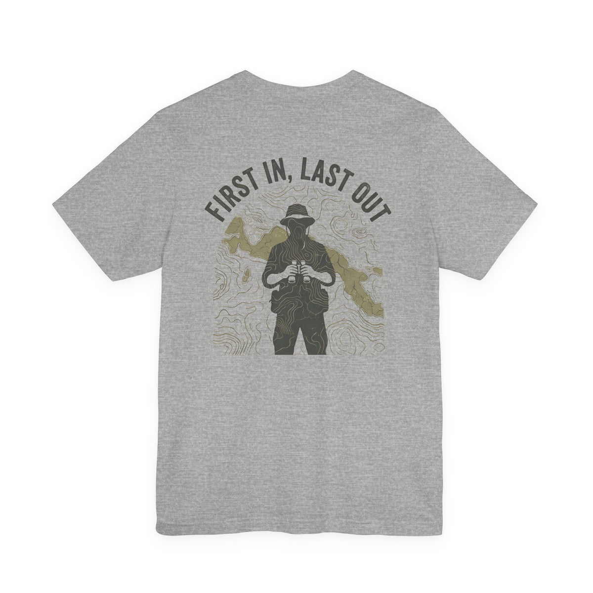 First In, Last Out - Men's Viper Tee, graphic tee, athletic heather, back