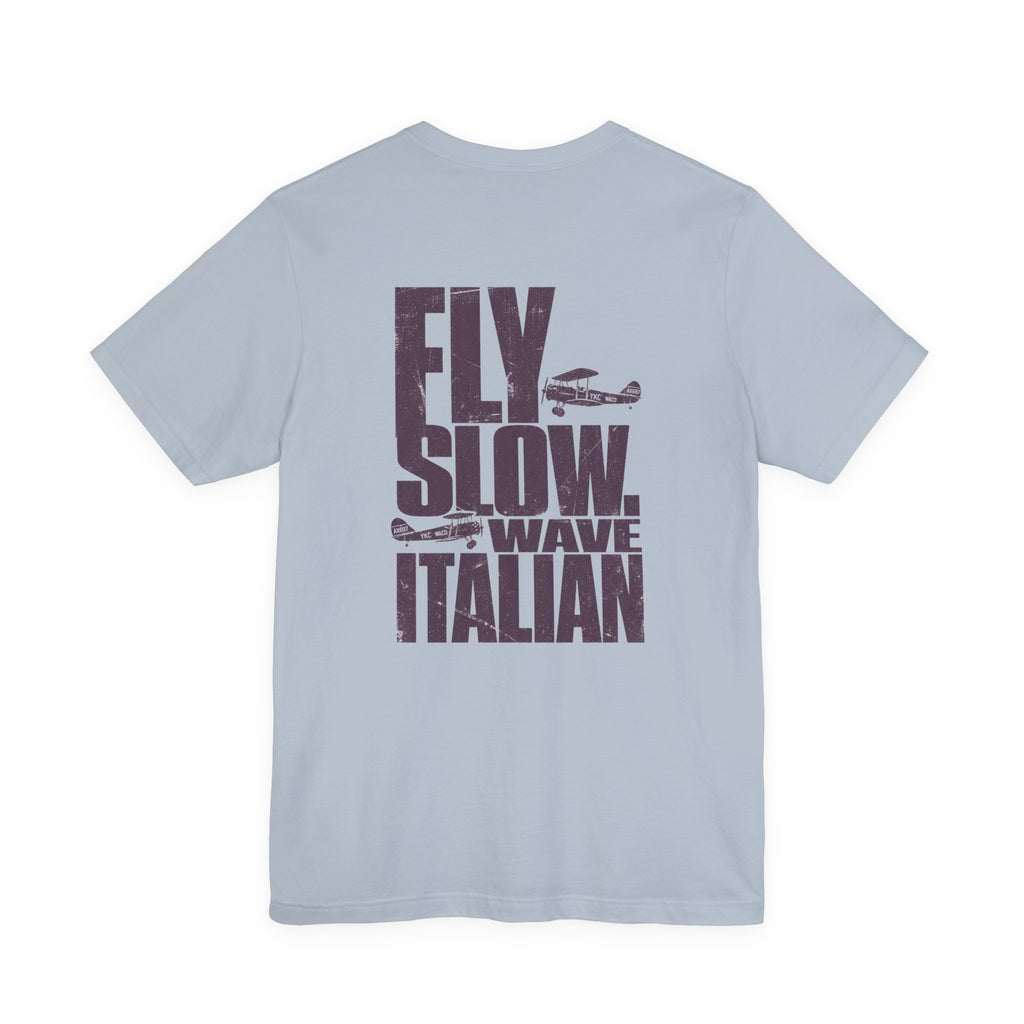 Fly Slow. Wave Italian. - Men's Viper Tee, graphic tee, light blue, back