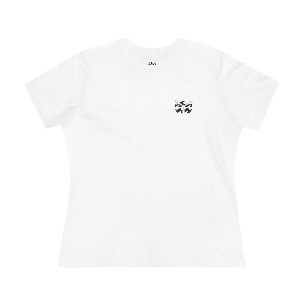 Motorcycle Beachin' - Women's Raven Tee, graphic tee, white front
