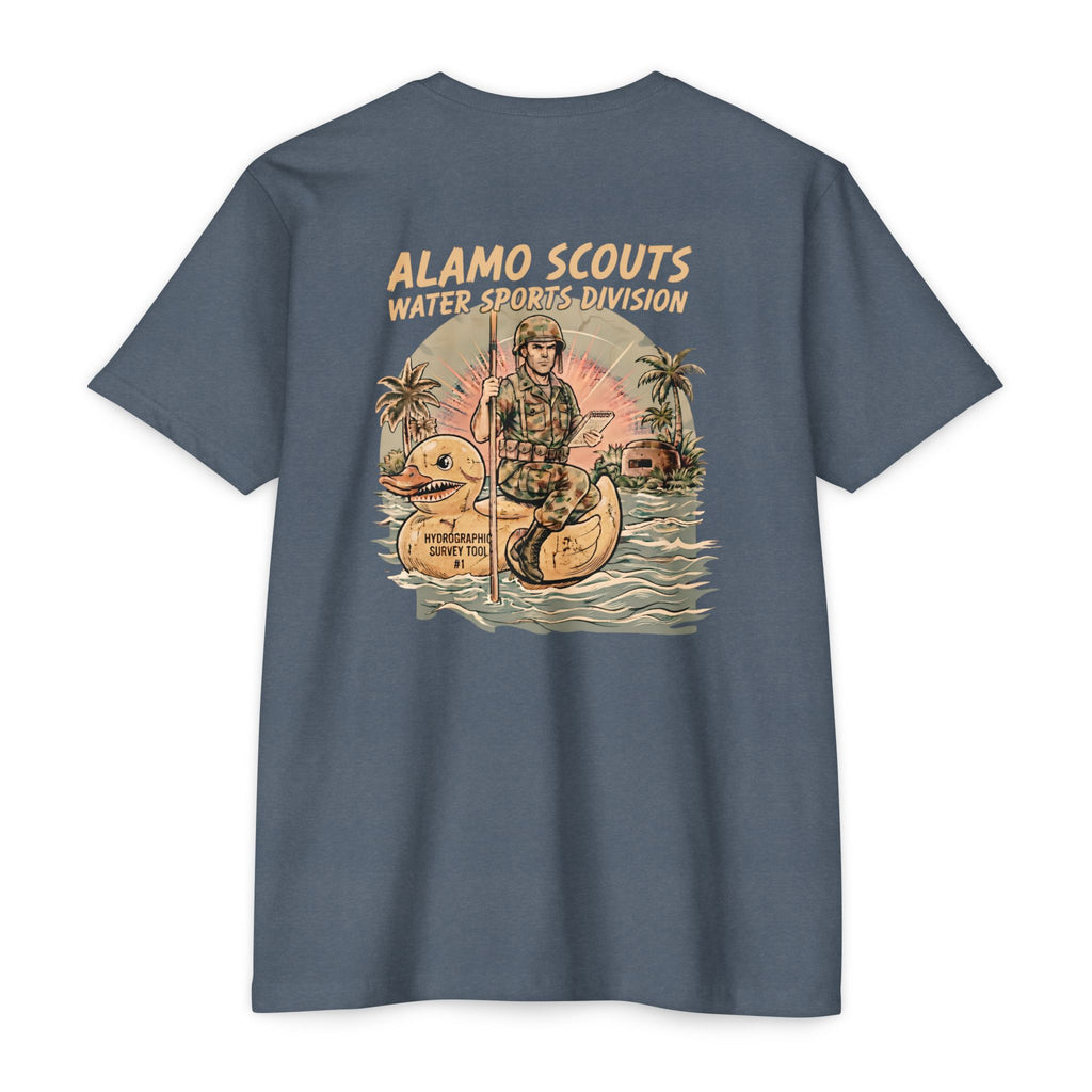 Alamo Scouts Water Sports Division - Men's Breach Tee, graphic tee, indigo, back