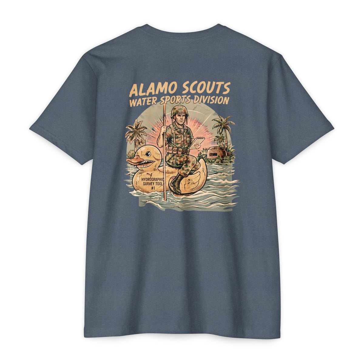 Alamo Scouts Water Sports Division - Men's Breach Tee, graphic tee, indigo, back