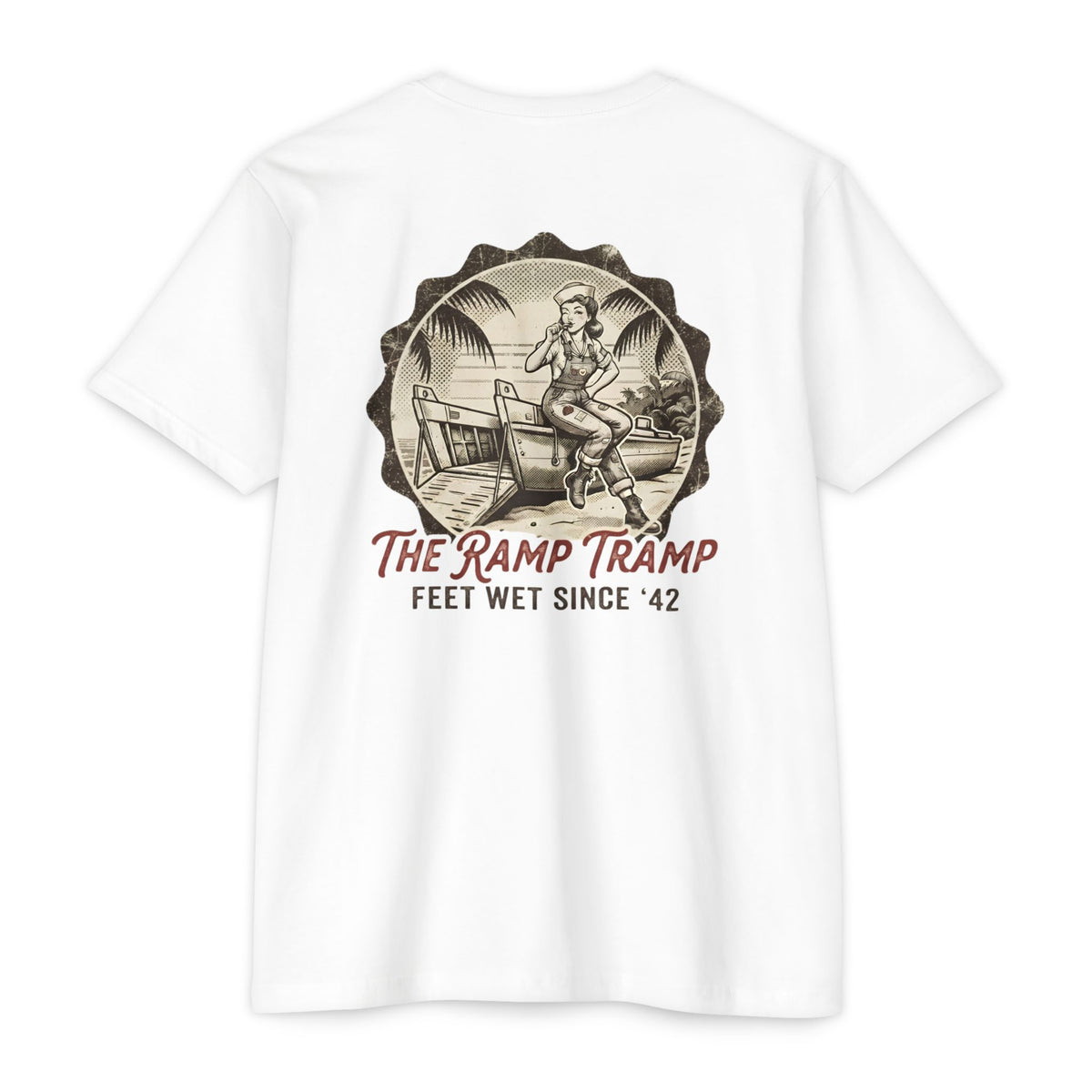 The Ramp Tramp - Men's Breach Tee, graphic tee, white, back