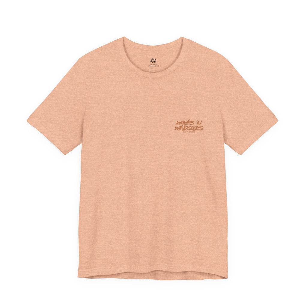 Runnin' Wild - Women's Flux Tee, graphic tee, heather peach, front