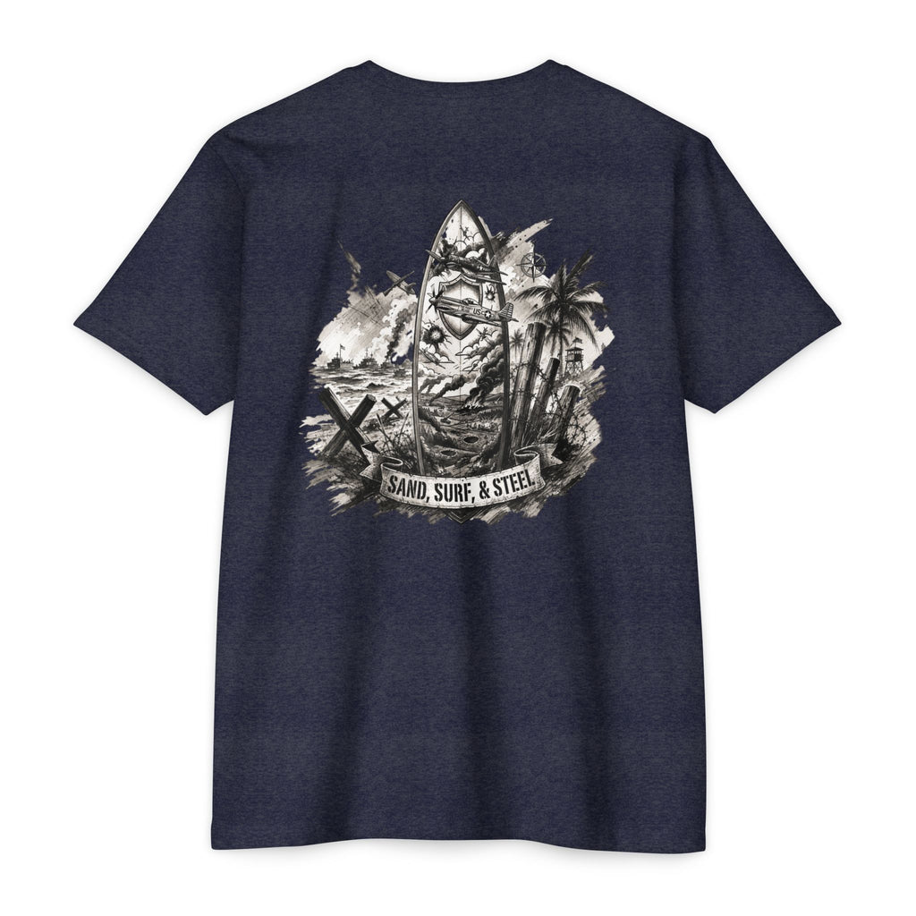 Sand, Surf, Steel - Men's Breach Tee, graphic tee, midnight navy, back