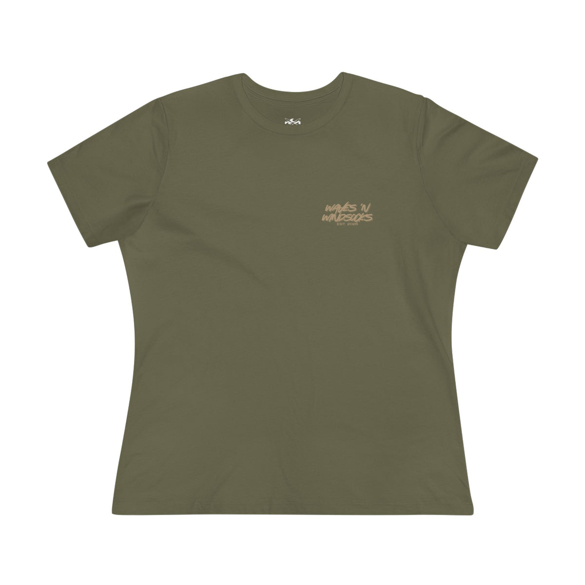 Japanese Wave - Women's Raven Tee, graphic tee, military green, front
