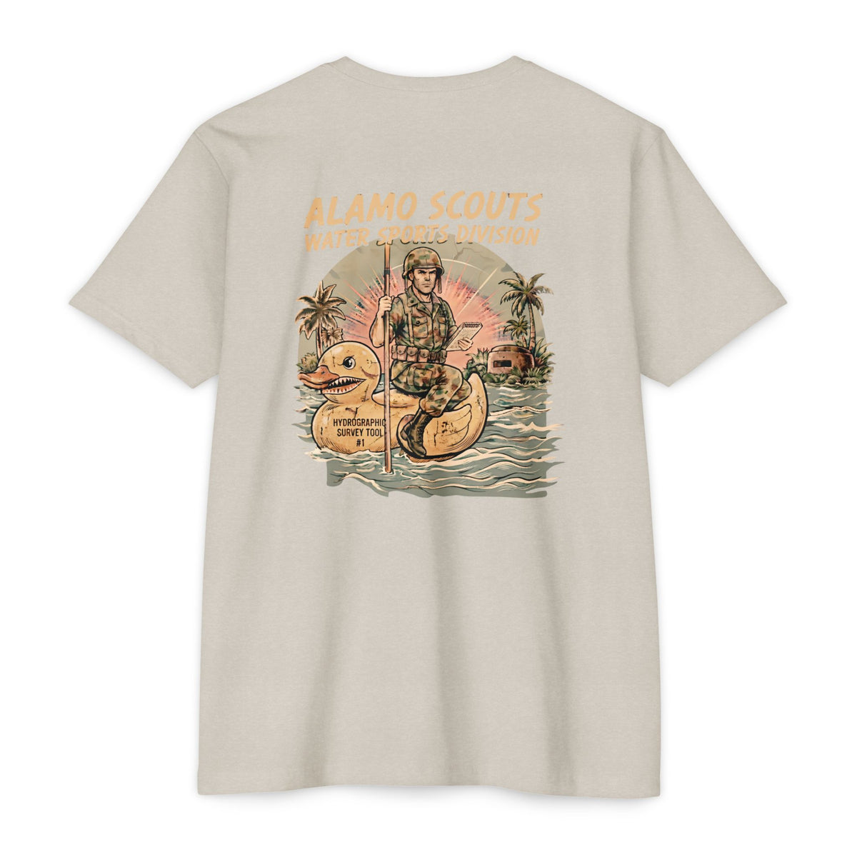 Alamo Scouts Water Sports Division - Men's Breach Tee, graphic tee, sand, back