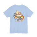 Coastal Calling - Women's Flux Tee, graphic tee, baby blue, back