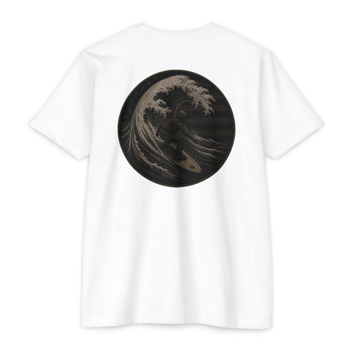 Tactical Surfer - Men's Breach Tee, graphic tee, white, back