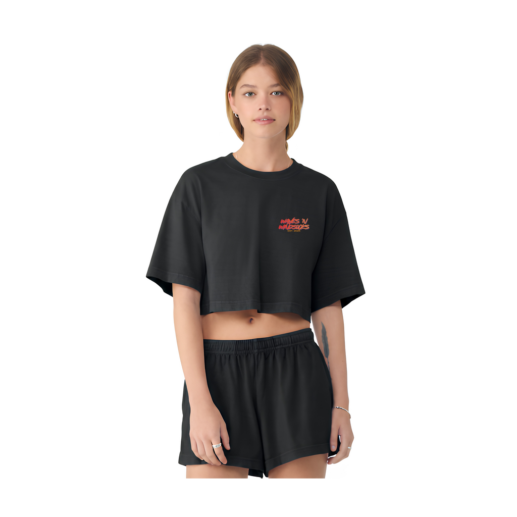Beachbound Aviator - Women's Vesper Crop Top, graphic tee, black, front, mockup