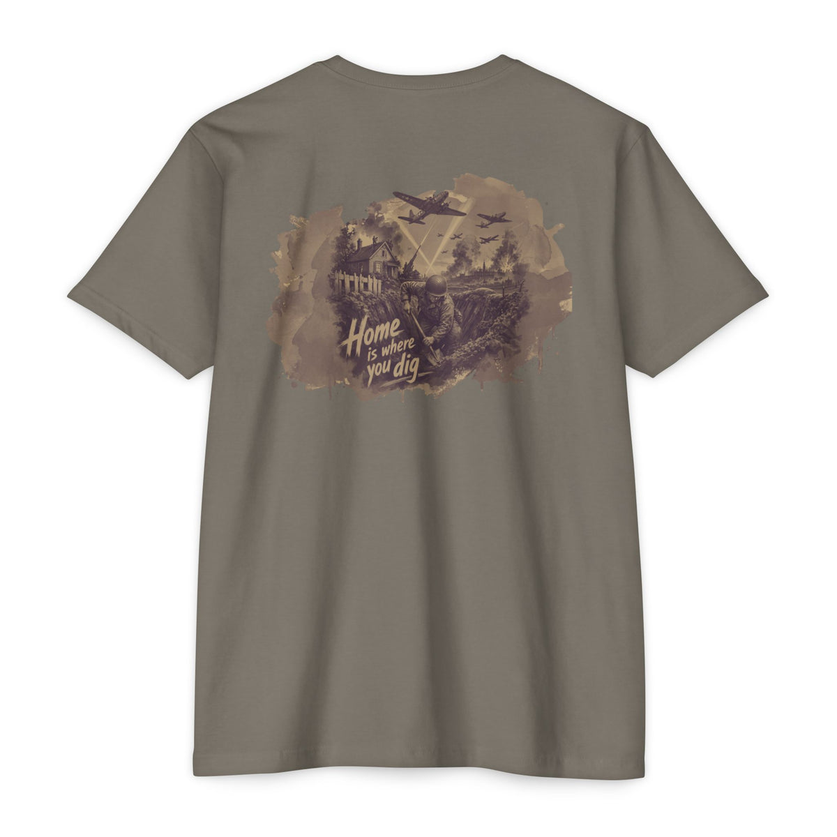 Home is where you Dig- Men's Breach Tee, graphic tee, warm gray, back