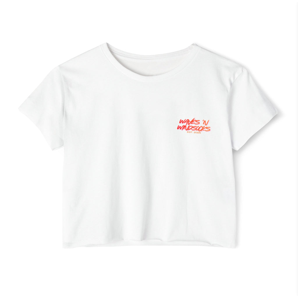Beachbound Aviator - Women's Wisp Ultra-Lightweight Crop Top, graphic tee, cropped, white, front
