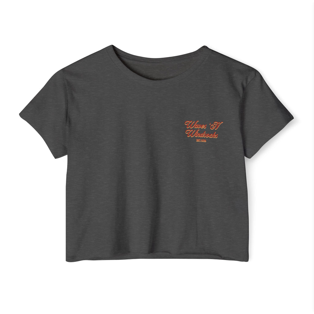 Mors Certa, Hora Incerta - Women's Wisp Ultra-Lightweight Crop Top, graphic tee, cropped, charcoal, front 