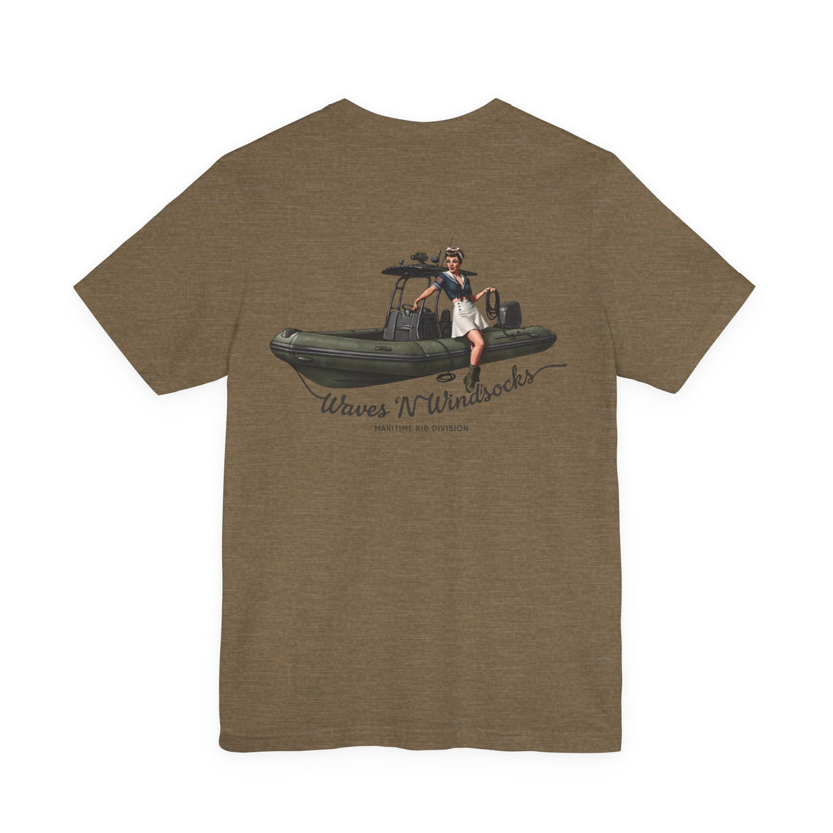 Maritime RIB Division -Unisex Tee, graphic tee, heather olive, back
