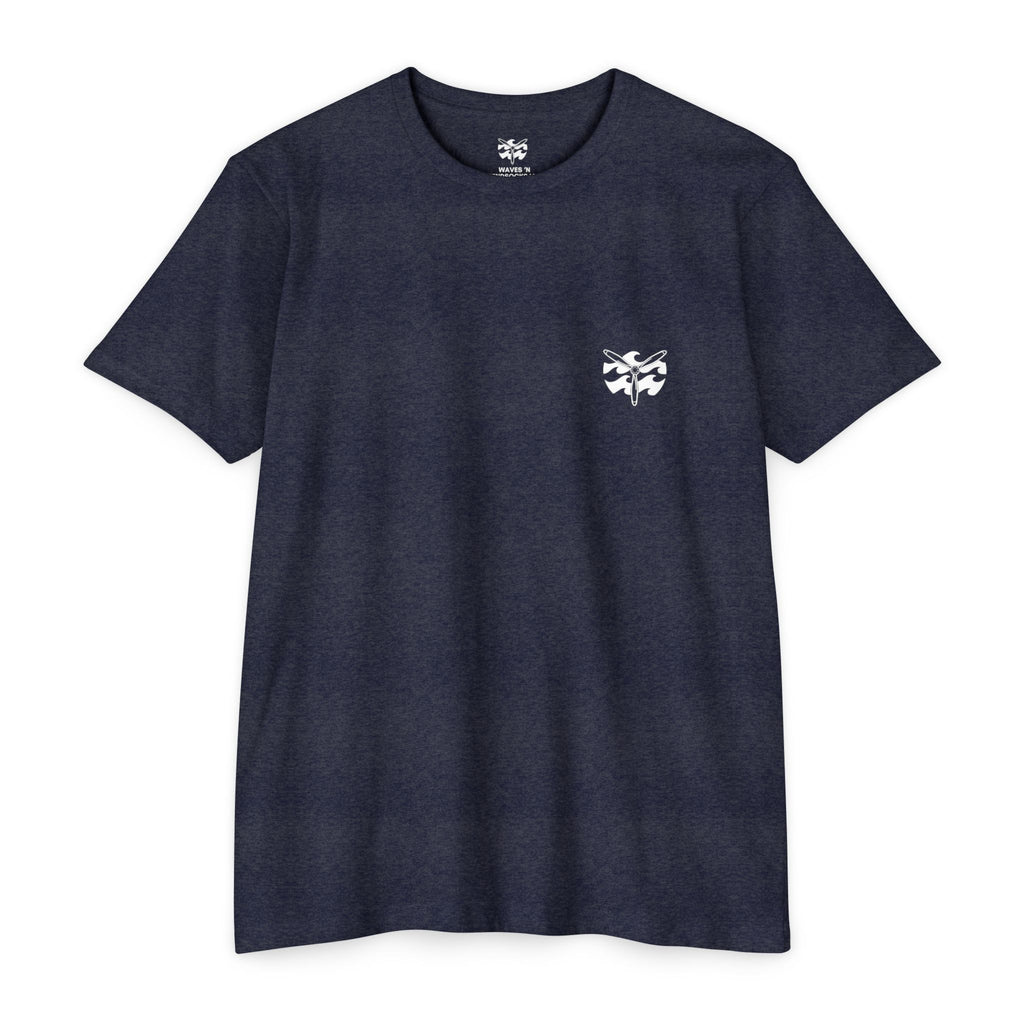 Motorcycle Beachin' - Men's Breach Tee, graphic tee, midnight navy, front