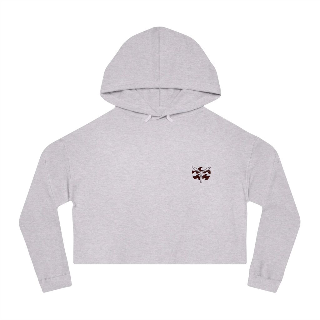Rhodesian Off-roading Club - Women’s Bogey Cropped Hoodie, graphic tee, cropped, grey heather, front