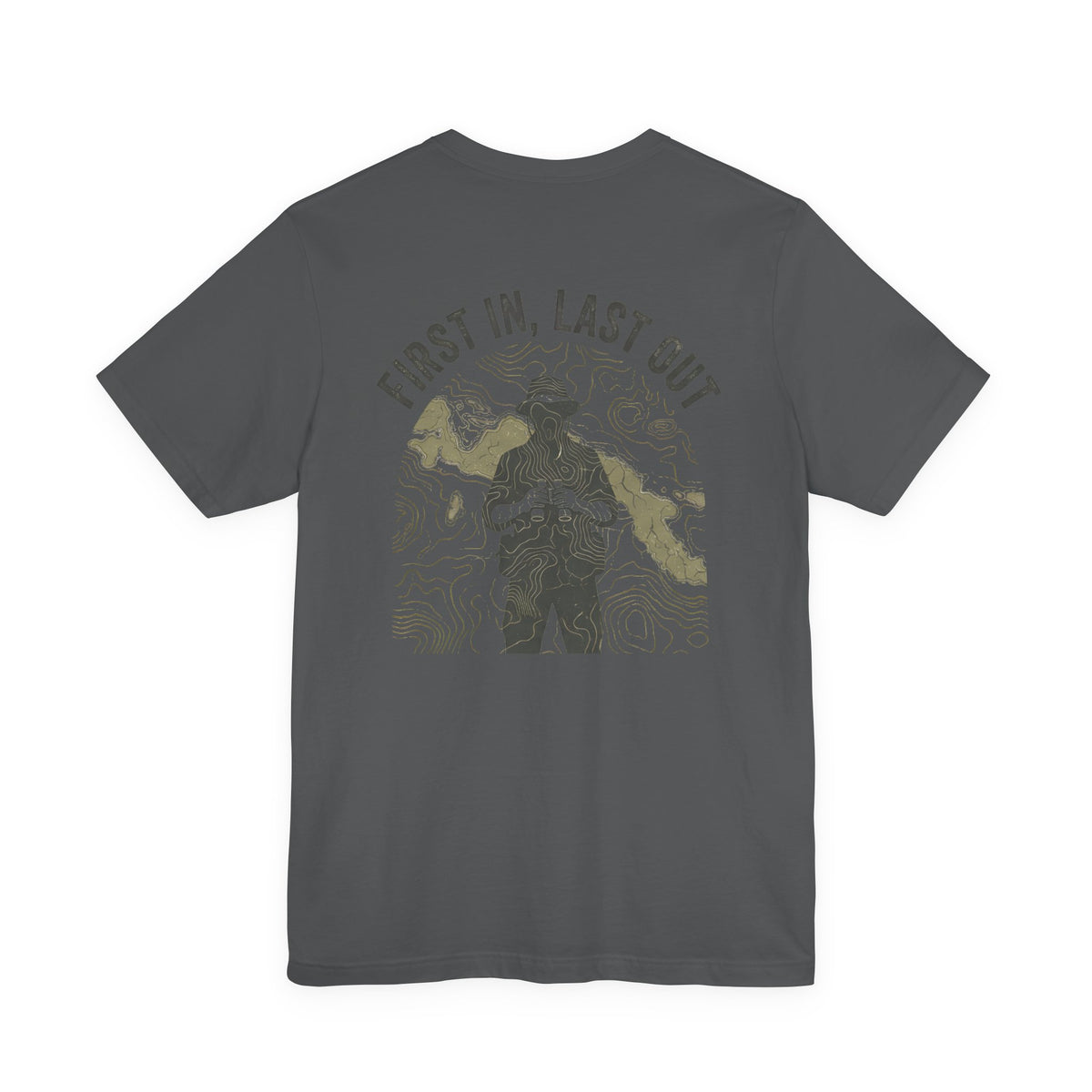 First In, Last Out - Men's Viper Tee, graphic tee, asphalt, back