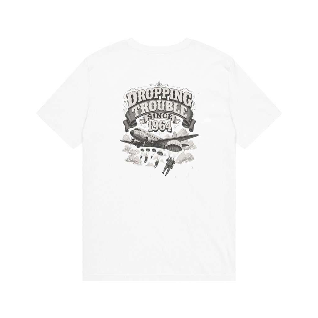 Dropping Trouble Since 1964 - Men's Aegis Tee, graphic tee, white, back