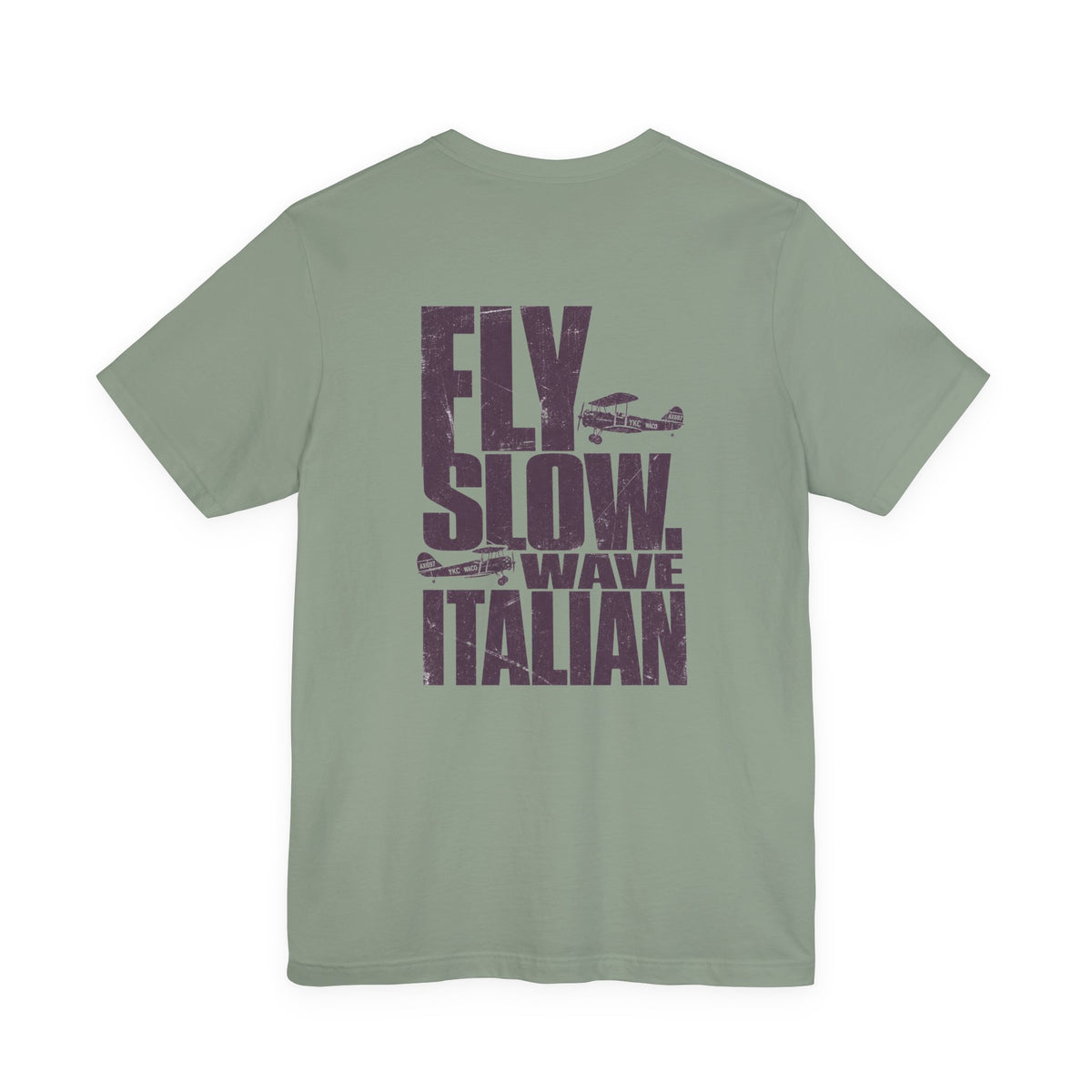 Fly Slow. Wave Italian. - Men's Viper Tee, graphic tee, sage, back