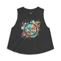W&W Splatter - Women's Jackal Cropped Tank, graphic tank top, cropped, dark grey heather, front