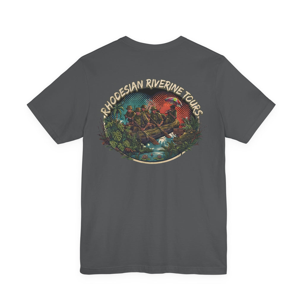 Rhodesian Riverine Tours - Men's Viper Tee, graphic tee, asphalt, back