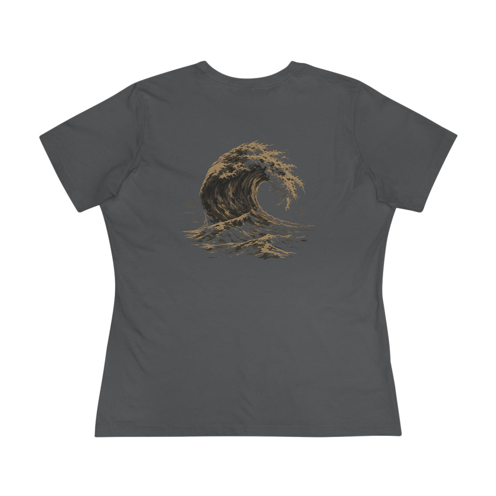 Japanese Wave - Women's Raven Tee, graphic tee, gray, back