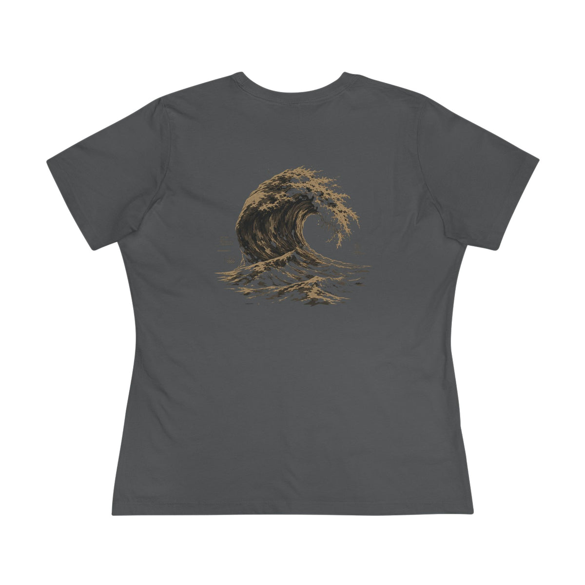 Japanese Wave - Women's Raven Tee, graphic tee, gray, back