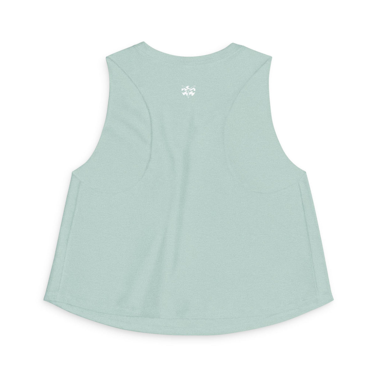 W&W Groovy - Women's Jackal Cropped Tank, graphic tee, tank top, heather dusty blue, back
