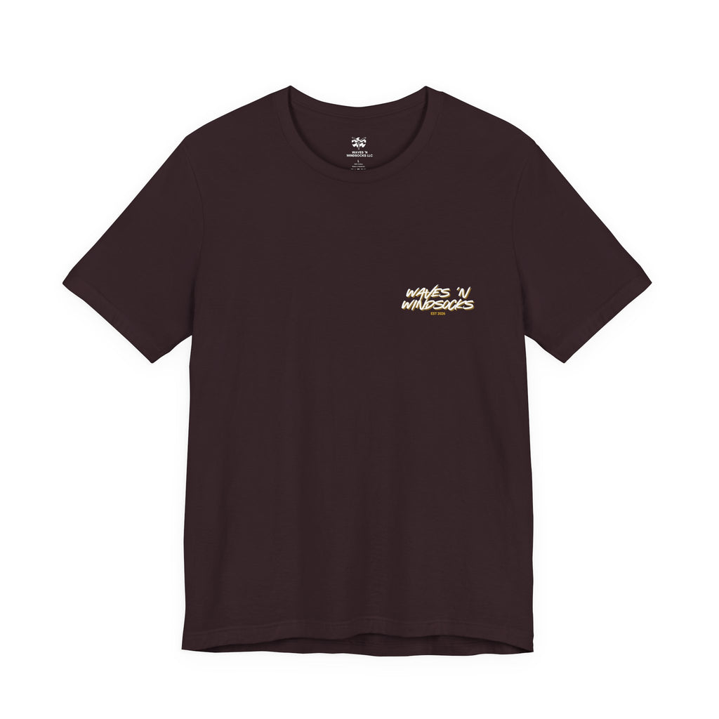 Coastal Calling - Men's Viper Tee, graphic tee, oxblood black, front